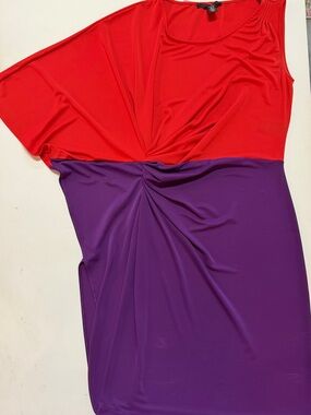 Kenneth Cole Red and Purple Colorblock Dress